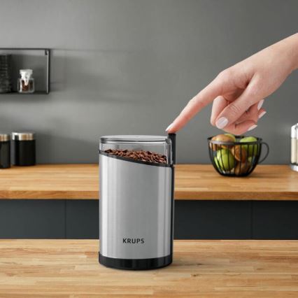 Krups - Macinacaffè elettrico in grani 85g FAST-TOUCH 200W/230V cromo opaco