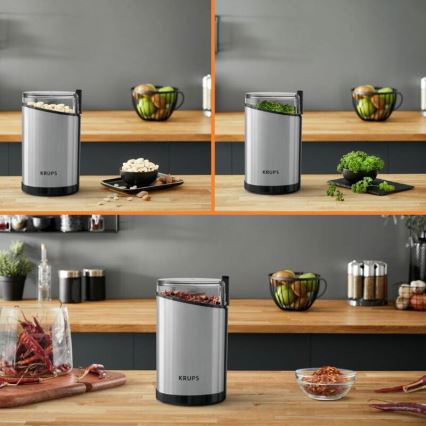 Krups - Macinacaffè elettrico in grani 85g FAST-TOUCH 200W/230V cromo opaco