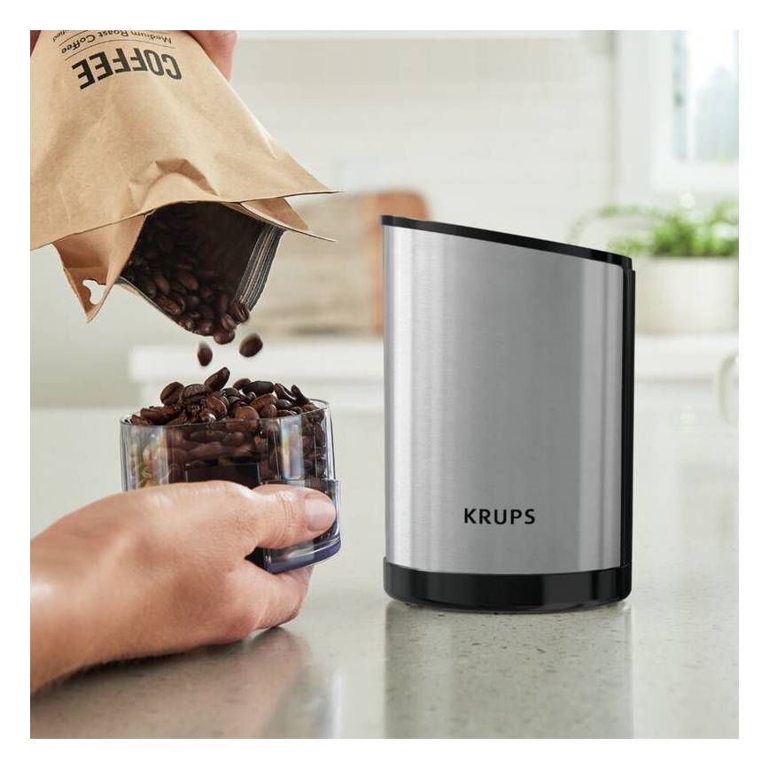 Krups - Macinacaffè elettrico in grani 85g FAST-TOUCH 200W/230V cromo opaco