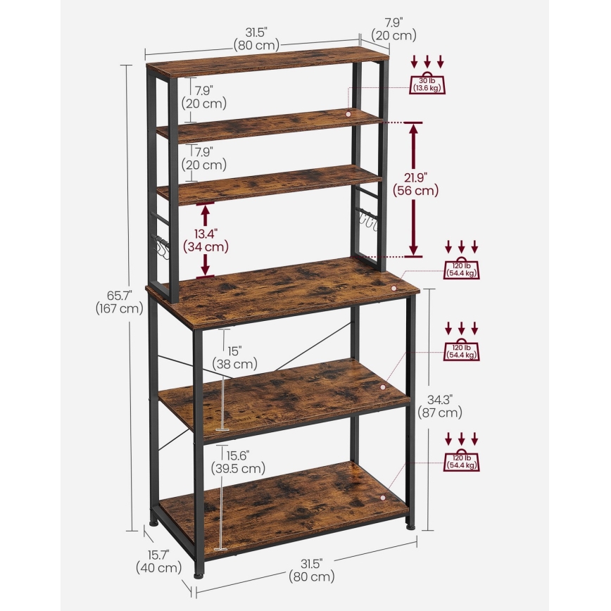 Küchenregal MARGE, Braun/Schwarz