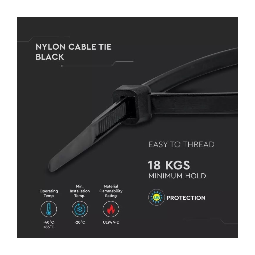 Kunststofffaltbänder 3,5x200mm 100Stk schwarz