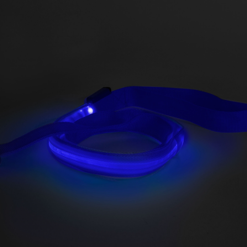 Laisse rechargeable 120 cm LED 2xCR2032/5V/40 mAh bleu
