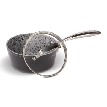 Lamart - Pentolino in granito con coperchio 16 cm nero/grigio/acciaio inox