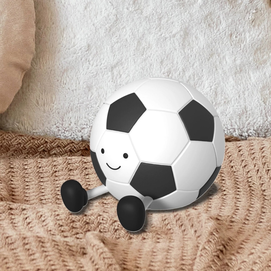 Lampada a LED dimmerabile per bambini FOOTBALL LED/2W/5V USB 1200 mAh bianco/nero