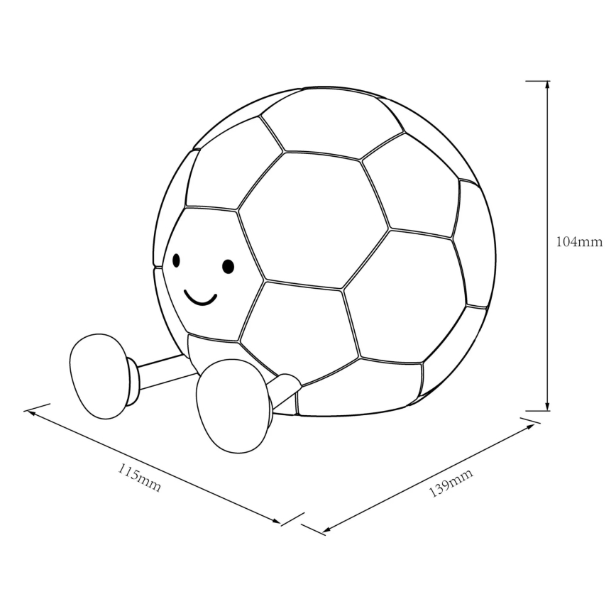Lampada a LED dimmerabile per bambini FOOTBALL LED/2W/5V USB 1200 mAh bianco/nero
