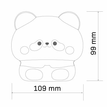Lampada a LED dimmerabile per bambini PANDA LED/2W/3,7V 1200 mAh