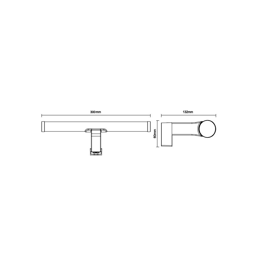 Lampada a LED per specchio da bagno 8W/230V 30 cm IP44 nero