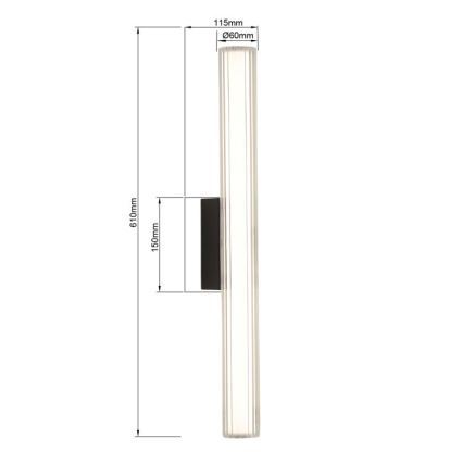 Illuminazione LED per specchio da bagno LINEA LED/12W/230V 3000/4000/6000K IP44 61 cm nero