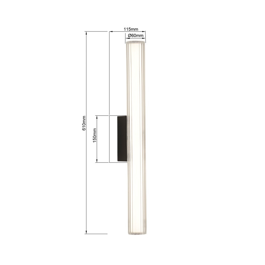 Illuminazione LED per specchio da bagno LINEA LED/12W/230V 3000/4000/6000K IP44 61 cm nero