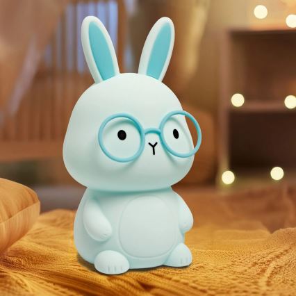 Lampada a LED RGBW dimmerabile per bambini FLORKA LED/1W/5V USB 1200 mAh coniglietto blu