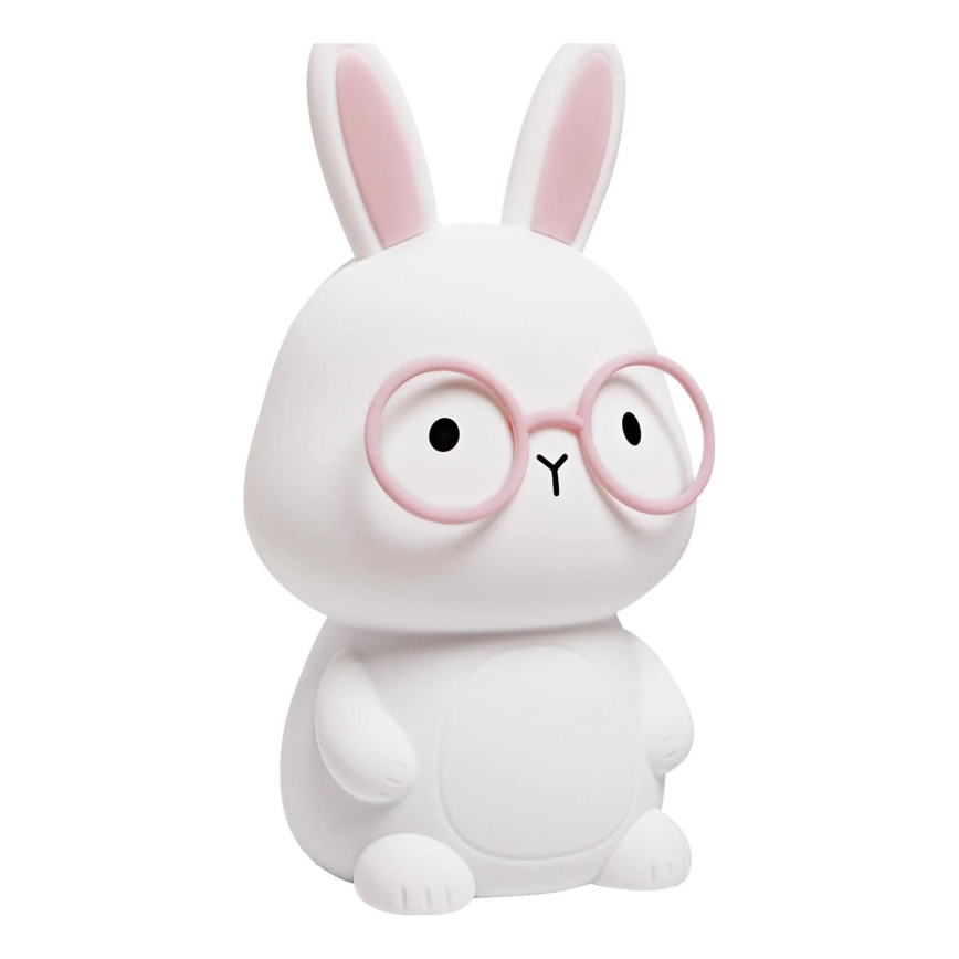 Lampada a LED RGBW Dimmerabile per bambini FLORKA LED/1W/5V USB 1200 mAh coniglietto bianco/rosa