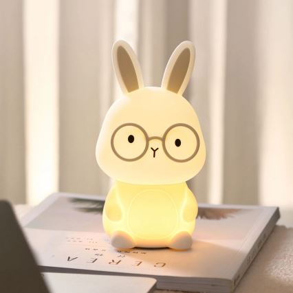 Lampada a LED RGBW dimmerabile per bambini FLORKA LED/1W/5V USB 1200 mAh coniglietto bianco/grigio