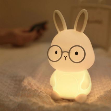 Lampada a LED RGBW dimmerabile per bambini FLORKA LED/1W/5V USB 1200 mAh coniglietto bianco/grigio
