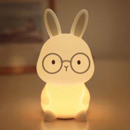 Lampada a LED RGBW dimmerabile per bambini FLORKA LED/1W/5V USB 1200 mAh coniglietto bianco/grigio