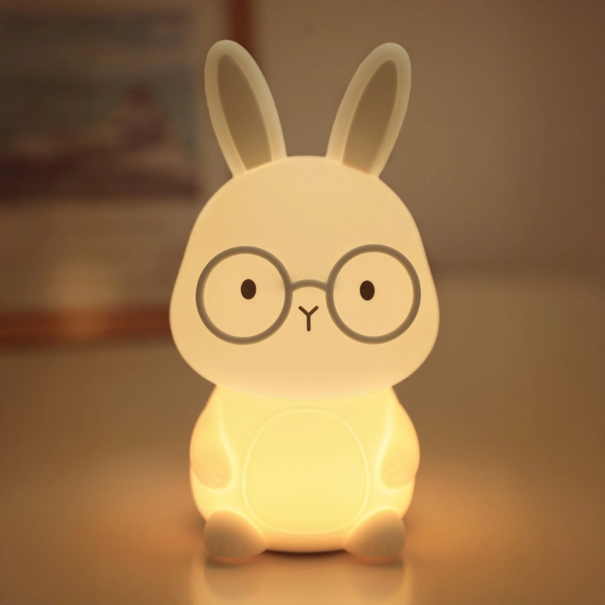 Lampada a LED RGBW dimmerabile per bambini FLORKA LED/1W/5V USB 1200 mAh coniglietto bianco/grigio