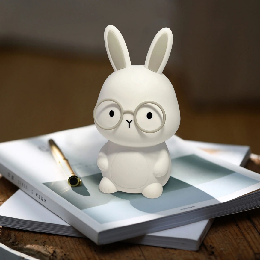 Lampada a LED RGBW dimmerabile per bambini FLORKA LED/1W/5V USB 1200 mAh coniglietto bianco/grigio