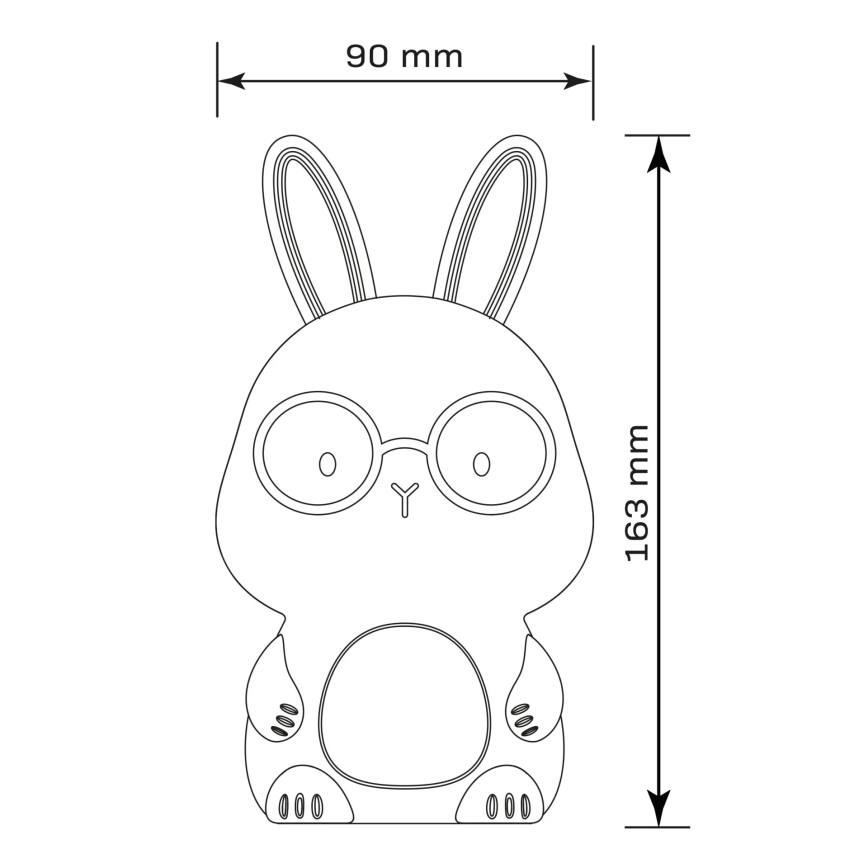 Lampada a LED RGBW dimmerabile per bambini FLORKA LED/1W/5V USB 1200 mAh coniglietto rosa