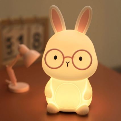 Lampada a LED RGBW Dimmerabile per bambini FLORKA LED/1W/5V USB 1200 mAh coniglietto bianco/rosa