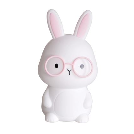 Lampada a LED RGBW Dimmerabile per bambini FLORKA LED/1W/5V USB 1200 mAh coniglietto bianco/rosa