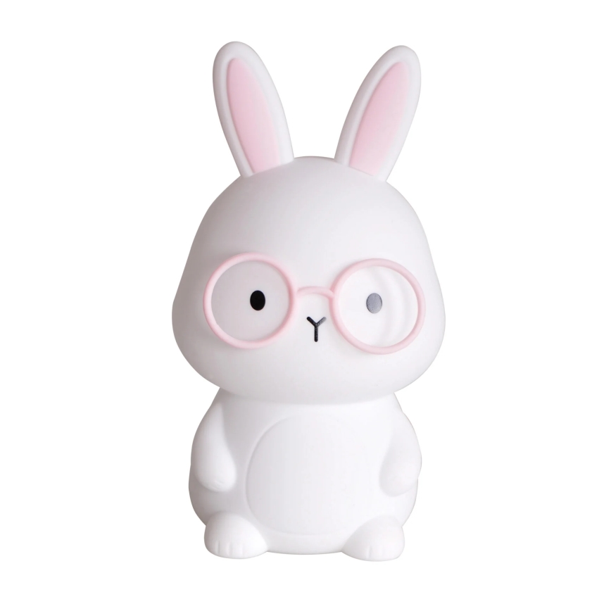 Lampada a LED RGBW Dimmerabile per bambini FLORKA LED/1W/5V USB 1200 mAh coniglietto bianco/rosa