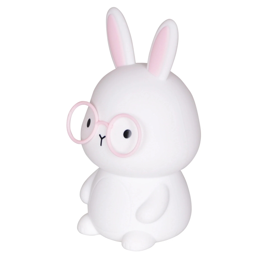 Lampada a LED RGBW Dimmerabile per bambini FLORKA LED/1W/5V USB 1200 mAh coniglietto bianco/rosa