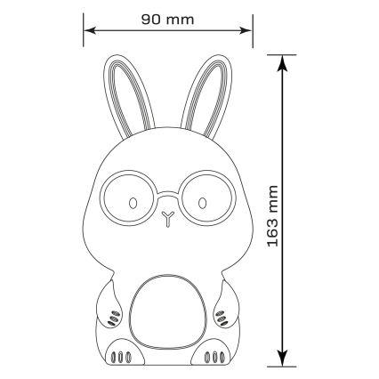 Lampada a LED RGBW Dimmerabile per bambini FLORKA LED/1W/5V USB 1200 mAh coniglietto bianco/rosa