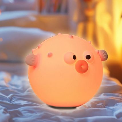 Lampada a LED RGBW Dimmerabile per bambini HELA LED/1W/5V USB 1200 mAh pesce rosa