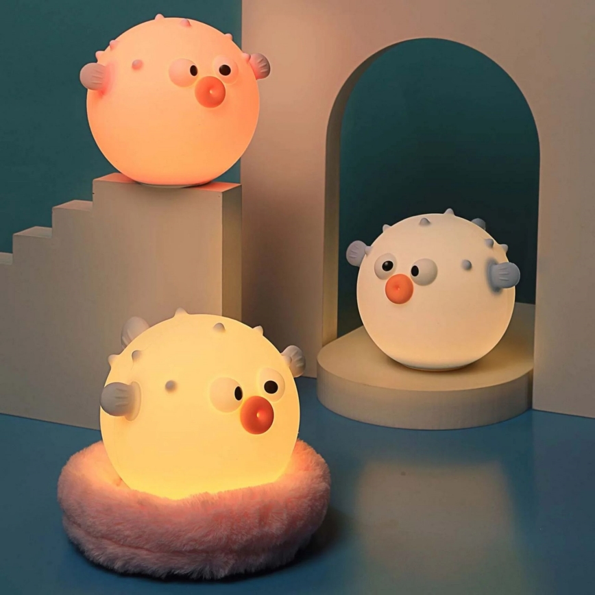 Lampada a LED RGBW Dimmerabile per bambini HELA LED/1W/5V USB 1200 mAh pesce rosa