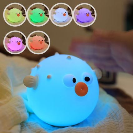 Lampada a LED RGBW Dimmerabile per bambini HELA LED/1W/5V USB 1200 mAh pesce rosa