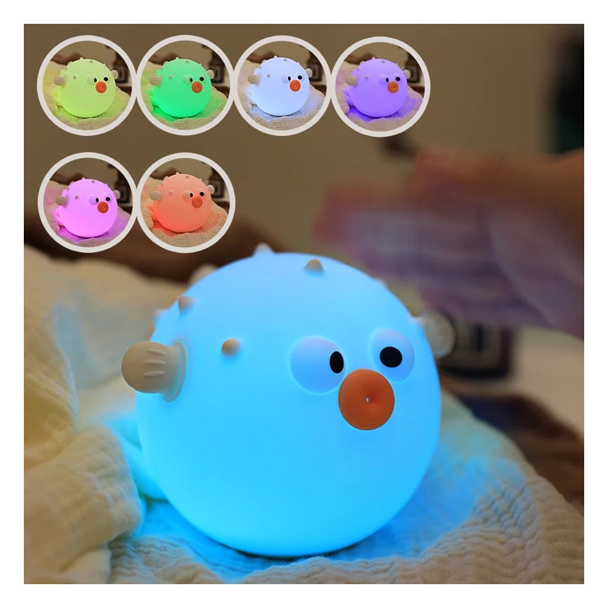 Lampada a LED RGBW Dimmerabile per bambini HELA LED/1W/5V USB 1200 mAh pesce rosa