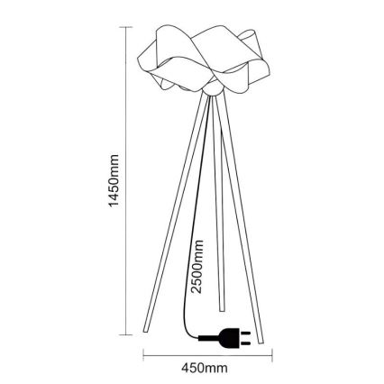 Lampada a piantana in legno 1xE27/60W/230V massello/impiallacciatura/frassino
