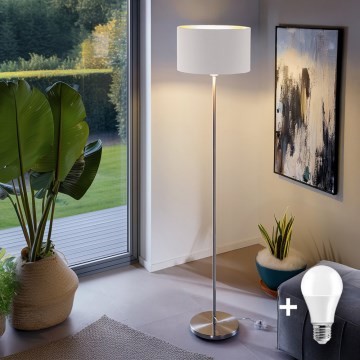 Lampada a piantana LED TUNJA 1xE27/20W/230V Ø 38 cm cromo opaco/bianco