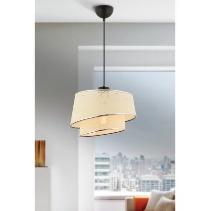 Lampada a sospensione a cavo BARETTE 1xE27/60W/230V crema/cromo lucido