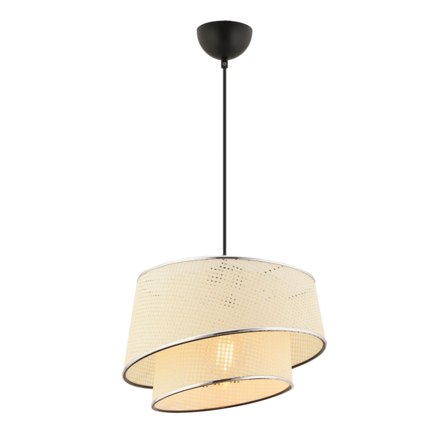 Lampada a sospensione a cavo BARETTE 1xE27/60W/230V crema/cromo lucido