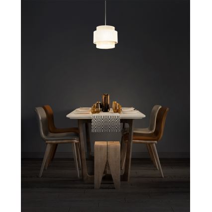 Lampada a sospensione a cavo BOHO 1xE27/60W/230V Ø 20 cm crema/iuta