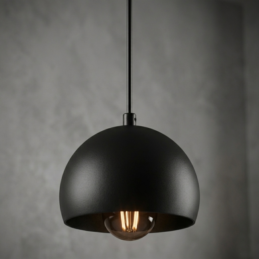 Lampada a sospensione a cavo SOOL, 1x E27/15W/230V, Ø 15 cm, nera