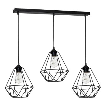 Lampada a sospensione BASKET 3xE27/60W/230V nero