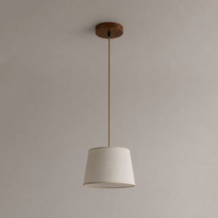 Lampada a sospensione con cavo AIDA 1xE27/15W/230V Ø 25 cm rovere/crema