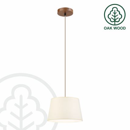 Lampada a sospensione con cavo AIDA 1xE27/15W/230V Ø 25 cm rovere/crema