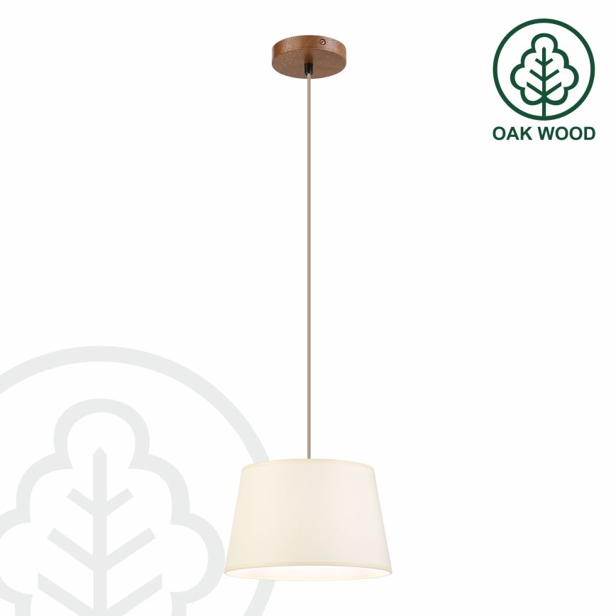 Lampada a sospensione con cavo AIDA 1xE27/15W/230V Ø 25 cm rovere/crema