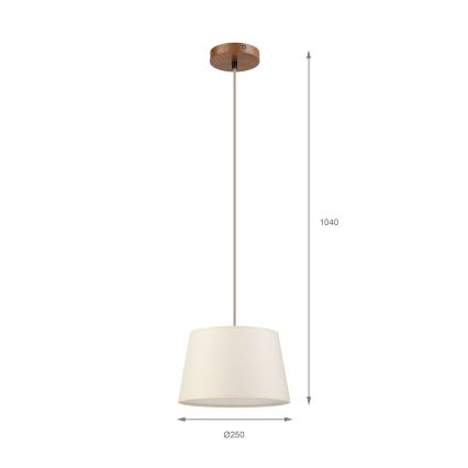 Lampada a sospensione con cavo AIDA 1xE27/15W/230V Ø 25 cm rovere/crema