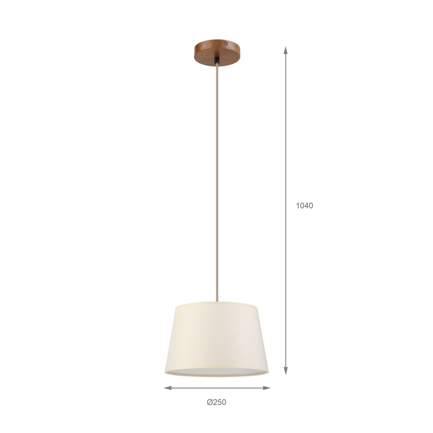 Lampada a sospensione con cavo AIDA 1xE27/15W/230V Ø 25 cm rovere/crema