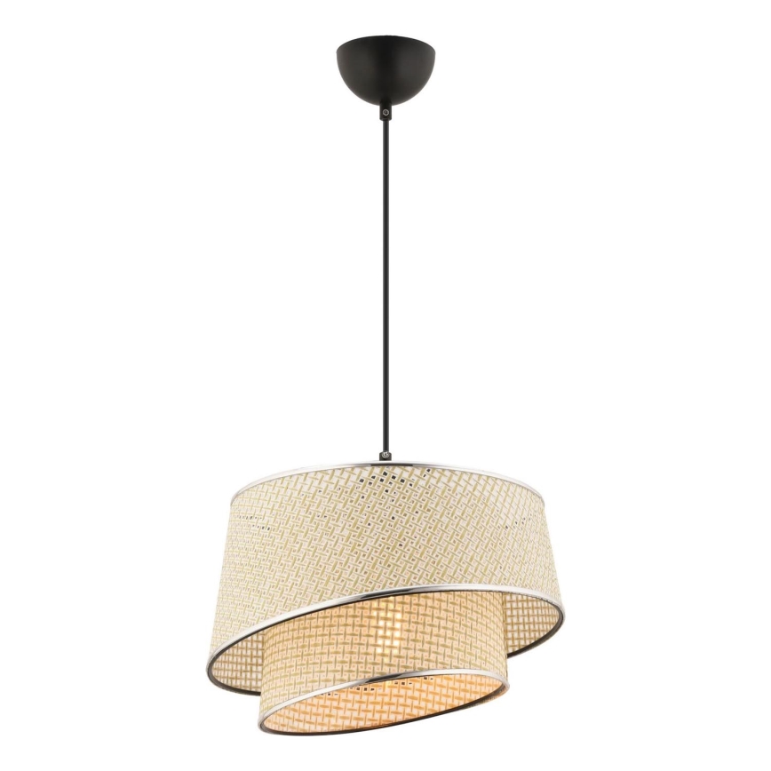 Lampada a sospensione con cavo BARETTE 1xE27/60W/230V crema/cromo lucido