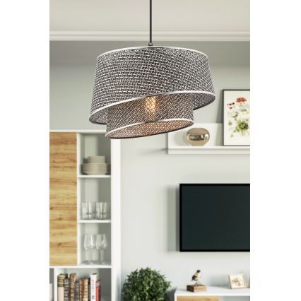 Lampada a sospensione con cavo BARETTE 1xE27/60W/230V grigio/cromo lucido