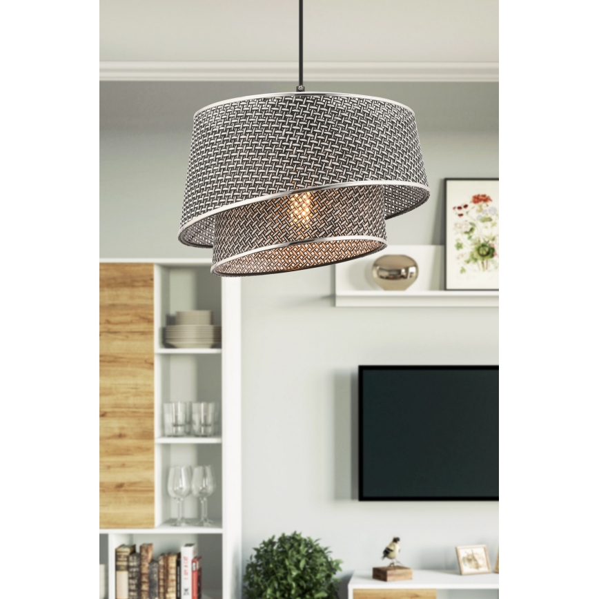 Lampada a sospensione con cavo BARETTE 1xE27/60W/230V grigio/cromo lucido