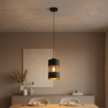 Lampada a sospensione con cavo BOGART 1xE27/15W/230V nero/oro