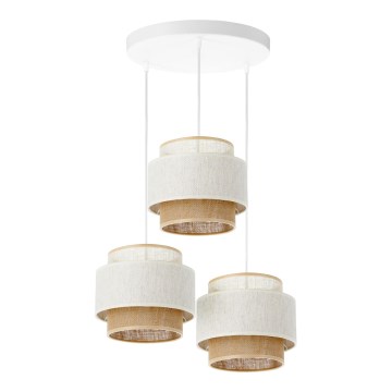 Lampada a sospensione con cavo BOHO 3xE27/60W/230V bianco/iuta