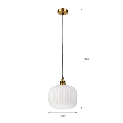 Lampada a sospensione con cavo HECTOR 1xE27/15W/230V bianco/ottone diam. 25 cm