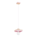 Lampada a sospensione con cavo MIKO 1xE27/15W/230V rosa/beige