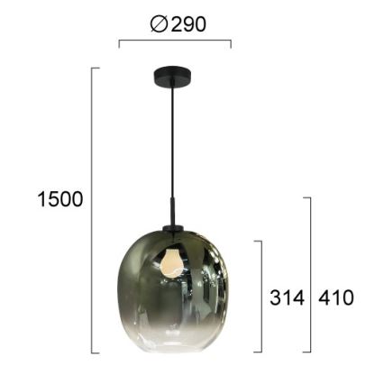 Lampada a sospensione con cavo MIRROR 1xE27/14W/230V verde fumé